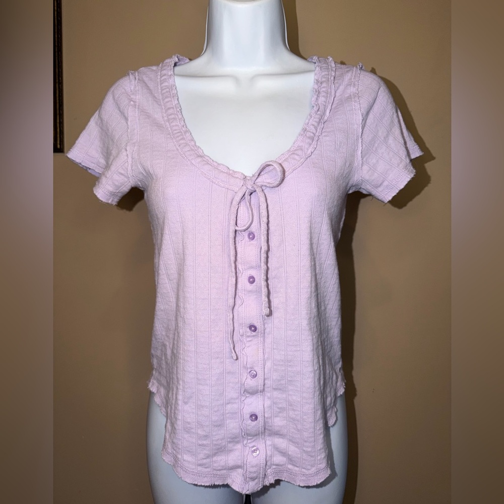 Aerie Purple Button Down Crop Top